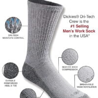 Dickies Men's Dri-tech Moisture Control Crew Socks Multipack