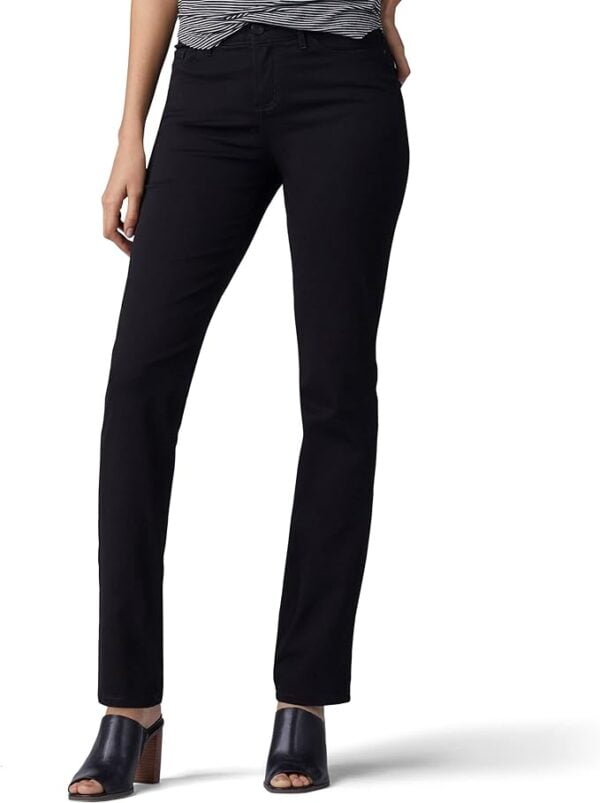 black straight leg jeans