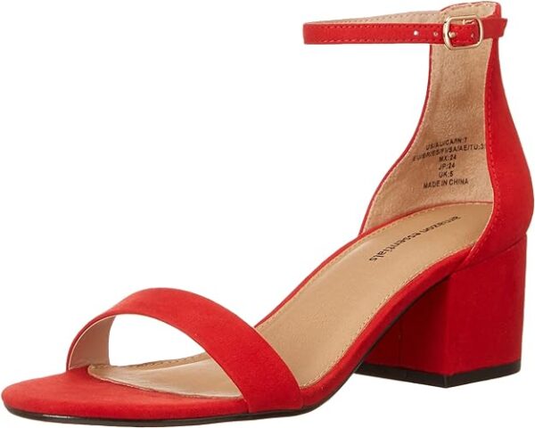 red 2 strap heel sandal