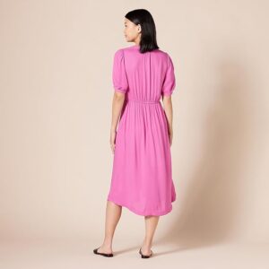 pink half sleeve midi dress