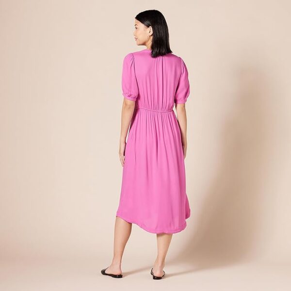 pink half sleeve midi dress