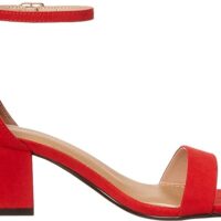 red 2 strap heel sandal