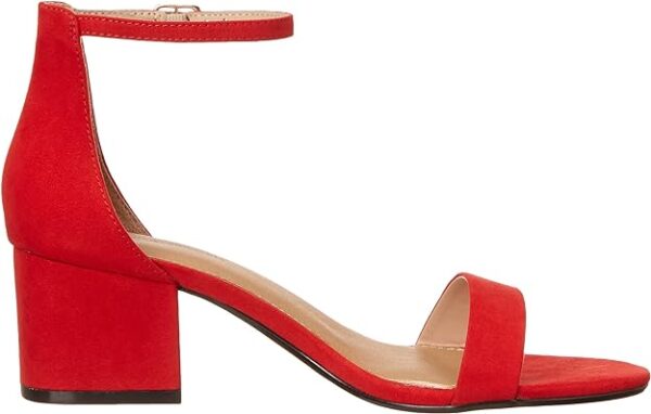 red 2 strap heel sandal