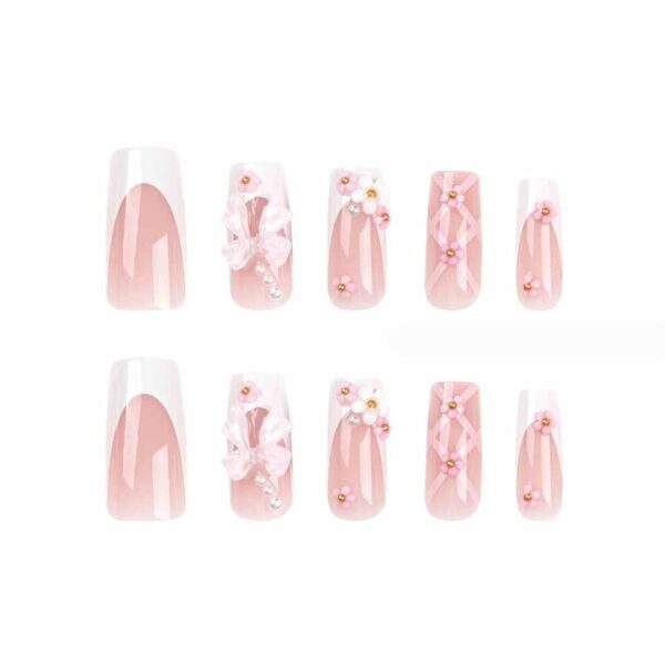 best pink fake nails for women24pcs