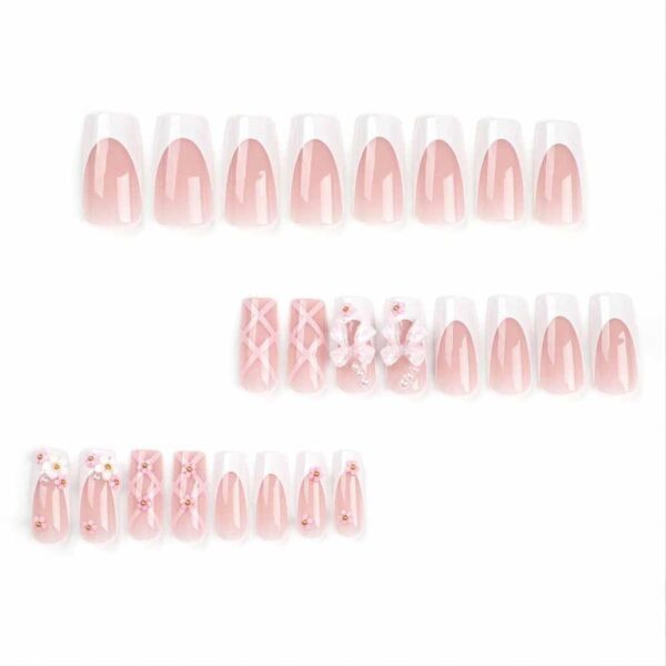 best pink fake nails for women24pcs