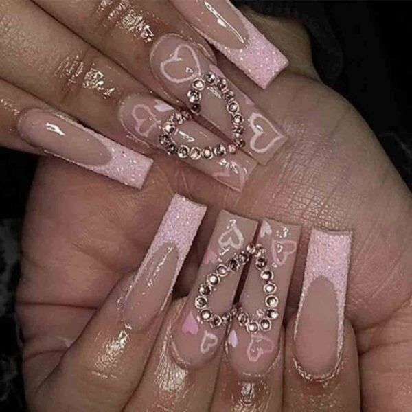 best pink fake nails for Girls 24PCS