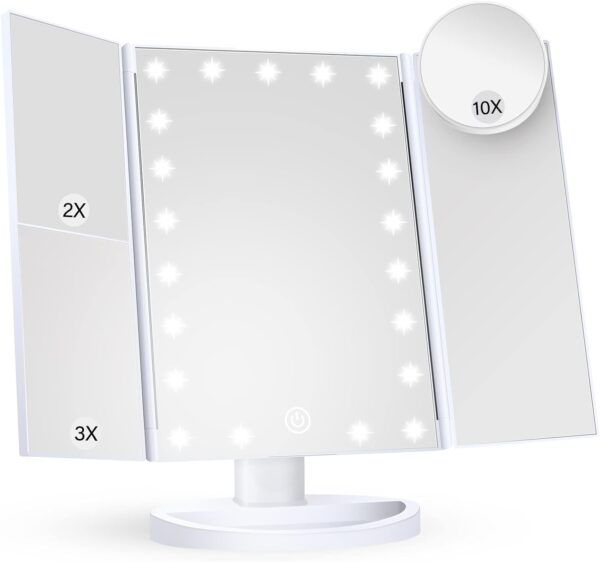 best makeup mirror with lights, 2X 3X 10X Magnification,