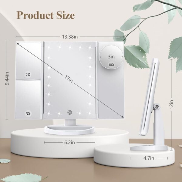 best makeup mirror with lights, 2X 3X 10X Magnification,