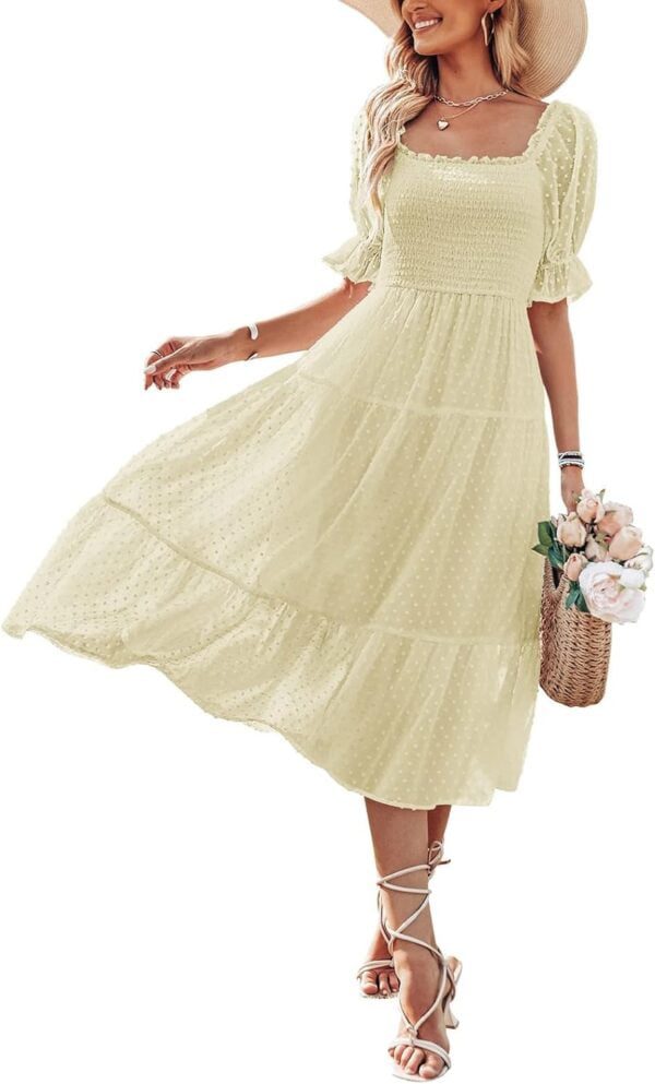 best 2024 Summer puff sleeve midi dress