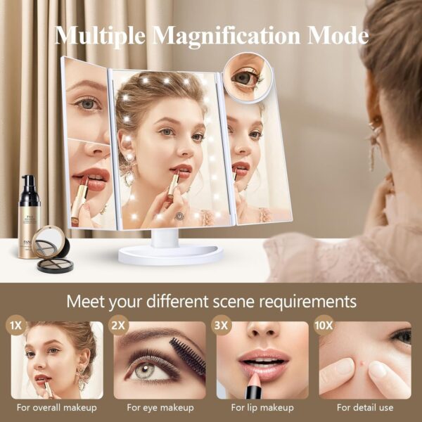 best makeup mirror with lights, 2X 3X 10X Magnification,