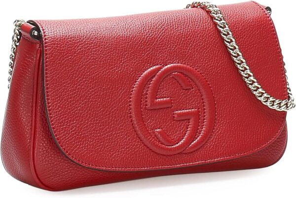 best red leather chain handbag 1