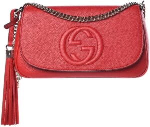 red leather chain handbag