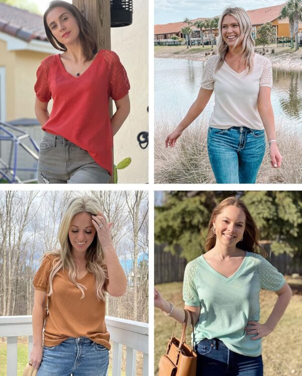 best short sleeve v neck tops 1 pc