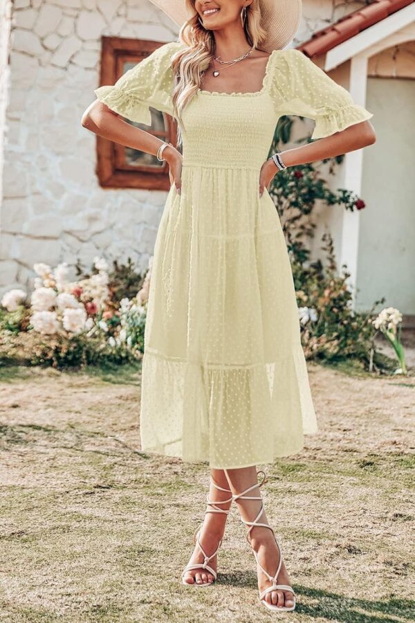 best 2024 Summer puff sleeve midi dress