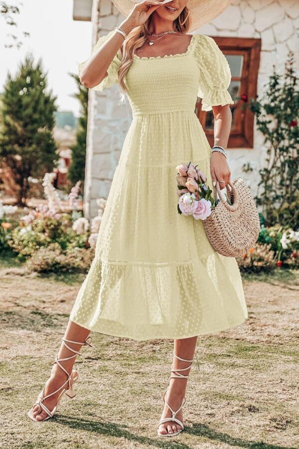 best 2024 Summer puff sleeve midi dress