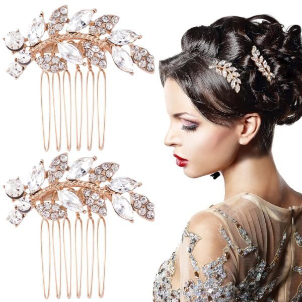 best 2PCS crystal wedding hair combs